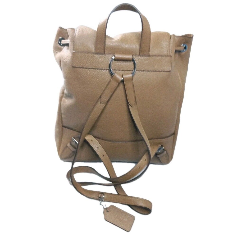 Coach Turnlock Rucksack 37582 Backpack Brown Pebble Leather Bag Retail $398 - Picture 2 of 13